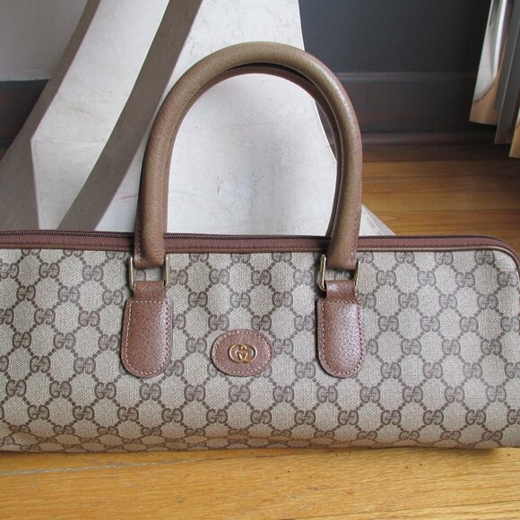 Vtg Women's Gucci Monogram Triangle Satchel Purse ~Rare~ - Picture 1 of 12